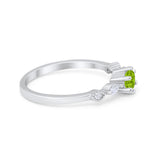 Petite Dainty Art Deco Wedding Engagement Ring Round Marquise Simulated Cubic Zirconia 925 Sterling Silver