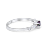 Petite Dainty Art Deco Wedding Engagement Ring Round Marquise Simulated Cubic Zirconia 925 Sterling Silver