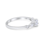 Petite Dainty Art Deco Wedding Engagement Ring Round Marquise Simulated Cubic Zirconia 925 Sterling Silver