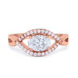Oval Art Deco Infinity Shank Wedding Engagement Ring Round Simulated Cubic Zirconia 925 Sterling Silver