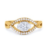 Oval Art Deco Infinity Shank Wedding Engagement Ring Round Simulated Cubic Zirconia 925 Sterling Silver