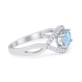 Oval Art Deco Infinity Shank Wedding Engagement Ring Round Simulated Cubic Zirconia 925 Sterling Silver