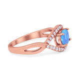 Oval Art Deco Infinity Shank Wedding Engagement Ring Round Simulated Cubic Zirconia 925 Sterling Silver