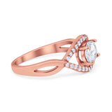 Oval Art Deco Infinity Shank Wedding Engagement Ring Round Simulated Cubic Zirconia 925 Sterling Silver