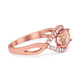 Oval Art Deco Infinity Shank Wedding Engagement Ring Round Simulated Cubic Zirconia 925 Sterling Silver