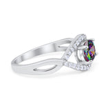 Oval Art Deco Infinity Shank Wedding Engagement Ring Round Simulated Cubic Zirconia 925 Sterling Silver