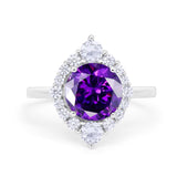 Fancy Design Art Deco Wedding Engagement Ring Round Cubic Zirconia 925 Sterling Silver