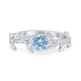 Art Deco Floral Wedding Engagement Bridal Ring Round Simulated Cubic Zirconia 925 Sterling Silver