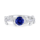 Art Deco Floral Wedding Engagement Bridal Ring Round Simulated Cubic Zirconia 925 Sterling Silver