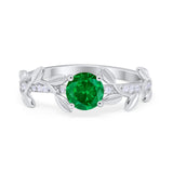 Art Deco Floral Wedding Engagement Bridal Ring Round Simulated Cubic Zirconia 925 Sterling Silver
