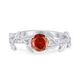 Art Deco Floral Wedding Engagement Bridal Ring Round Simulated Cubic Zirconia 925 Sterling Silver
