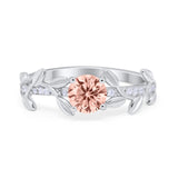 Art Deco Floral Wedding Engagement Bridal Ring Round Simulated Cubic Zirconia 925 Sterling Silver
