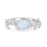 Art Deco Floral Wedding Engagement Bridal Ring Round Simulated Cubic Zirconia 925 Sterling Silver
