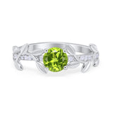 Art Deco Floral Wedding Engagement Bridal Ring Round Simulated Cubic Zirconia 925 Sterling Silver
