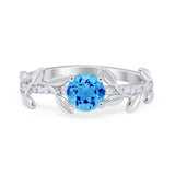Art Deco Floral Wedding Engagement Bridal Ring Round Simulated Cubic Zirconia 925 Sterling Silver