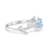 Art Deco Floral Wedding Engagement Bridal Ring Round Simulated Cubic Zirconia 925 Sterling Silver