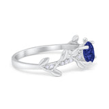 Art Deco Floral Wedding Engagement Bridal Ring Round Simulated Cubic Zirconia 925 Sterling Silver