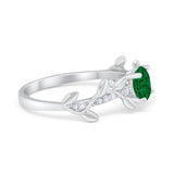 Art Deco Floral Wedding Engagement Bridal Ring Round Simulated Cubic Zirconia 925 Sterling Silver