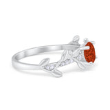 Art Deco Floral Wedding Engagement Bridal Ring Round Simulated Cubic Zirconia 925 Sterling Silver