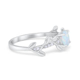 Art Deco Floral Wedding Engagement Bridal Ring Round Simulated Cubic Zirconia 925 Sterling Silver
