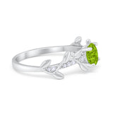 Art Deco Floral Wedding Engagement Bridal Ring Round Simulated Cubic Zirconia 925 Sterling Silver