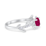 Art Deco Floral Wedding Engagement Bridal Ring Round Simulated Cubic Zirconia 925 Sterling Silver