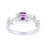 Art Deco Floral Wedding Engagement Bridal Ring Round Simulated Cubic Zirconia 925 Sterling Silver