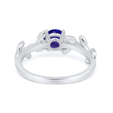 Art Deco Floral Wedding Engagement Bridal Ring Round Simulated Cubic Zirconia 925 Sterling Silver