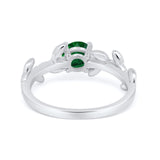 Art Deco Floral Wedding Engagement Bridal Ring Round Simulated Cubic Zirconia 925 Sterling Silver