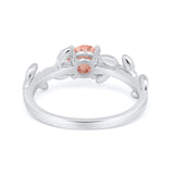 Art Deco Floral Wedding Engagement Bridal Ring Round Simulated Cubic Zirconia 925 Sterling Silver