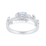 Art Deco Floral Wedding Engagement Bridal Ring Round Simulated Cubic Zirconia 925 Sterling Silver