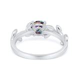 Art Deco Floral Wedding Engagement Bridal Ring Round Simulated Cubic Zirconia 925 Sterling Silver