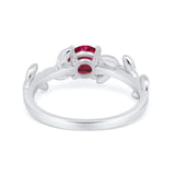 Art Deco Floral Wedding Engagement Bridal Ring Round Simulated Cubic Zirconia 925 Sterling Silver