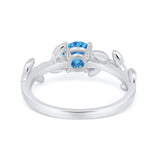 Art Deco Floral Wedding Engagement Bridal Ring Round Simulated Cubic Zirconia 925 Sterling Silver