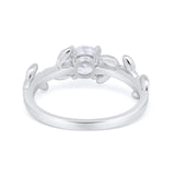 Art Deco Floral Wedding Engagement Bridal Ring Round Simulated Cubic Zirconia 925 Sterling Silver