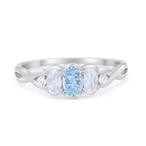 Three Stone Infinity Shank Oval Wedding Engagement Ring Cubic Zirconia 925 Sterling Silver Twisted