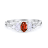 Three Stone Infinity Shank Oval Wedding Engagement Ring Cubic Zirconia 925 Sterling Silver Twisted