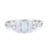 Three Stone Infinity Shank Oval Wedding Engagement Ring Cubic Zirconia 925 Sterling Silver Twisted