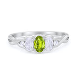 Three Stone Infinity Shank Oval Wedding Engagement Ring Cubic Zirconia 925 Sterling Silver Twisted