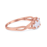 Three Stone Infinity Shank Oval Wedding Engagement Ring Cubic Zirconia 925 Sterling Silver Twisted