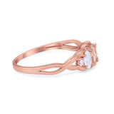 Three Stone Infinity Shank Oval Wedding Engagement Ring Cubic Zirconia 925 Sterling Silver Twisted