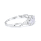 Three Stone Infinity Shank Oval Wedding Engagement Ring Cubic Zirconia 925 Sterling Silver Twisted