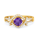 Cushion Cut Wedding  Ring Round Cubic Zirconia 925 Sterling Silver