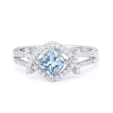 Cushion Cut Wedding Engagement Ring Round Cubic Zirconia 925 Sterling Silver
