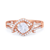 Cushion Cut Wedding  Ring Round Cubic Zirconia 925 Sterling Silver