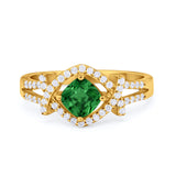 Cushion Cut Wedding  Ring Round Cubic Zirconia 925 Sterling Silver