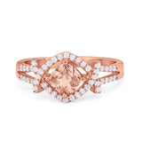 Cushion Cut Wedding  Ring Round Cubic Zirconia 925 Sterling Silver