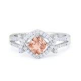 Cushion Cut Wedding Engagement Ring Round Cubic Zirconia 925 Sterling Silver
