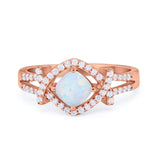 Cushion Cut Wedding  Ring Round Cubic Zirconia 925 Sterling Silver