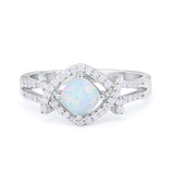 Cushion Cut Wedding Engagement Ring Round Cubic Zirconia 925 Sterling Silver